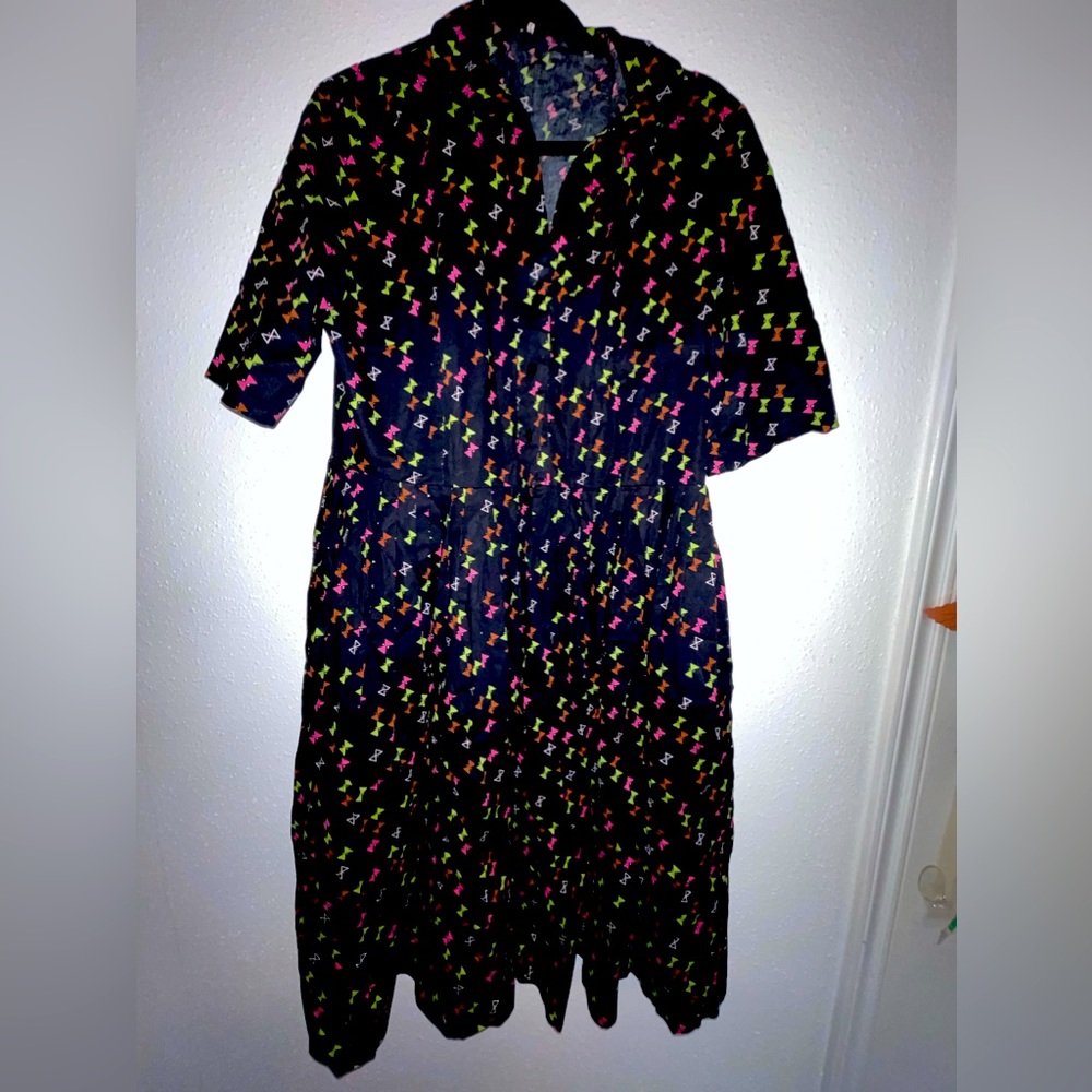 Black Multicolor Patterned Women’s Dress